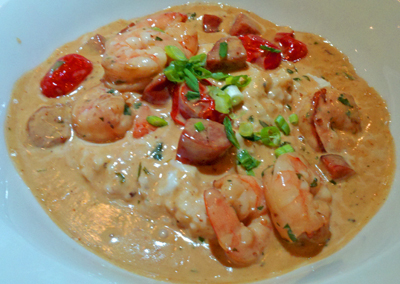 atlanta chicken egg shrimp gouda grits andouilrf